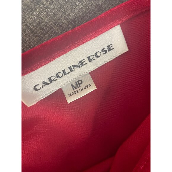 Caroline Rose Red Velvet Cold Shoulder Top MP Loose Fit Made USA Elegant Design - Picture 6 of 12